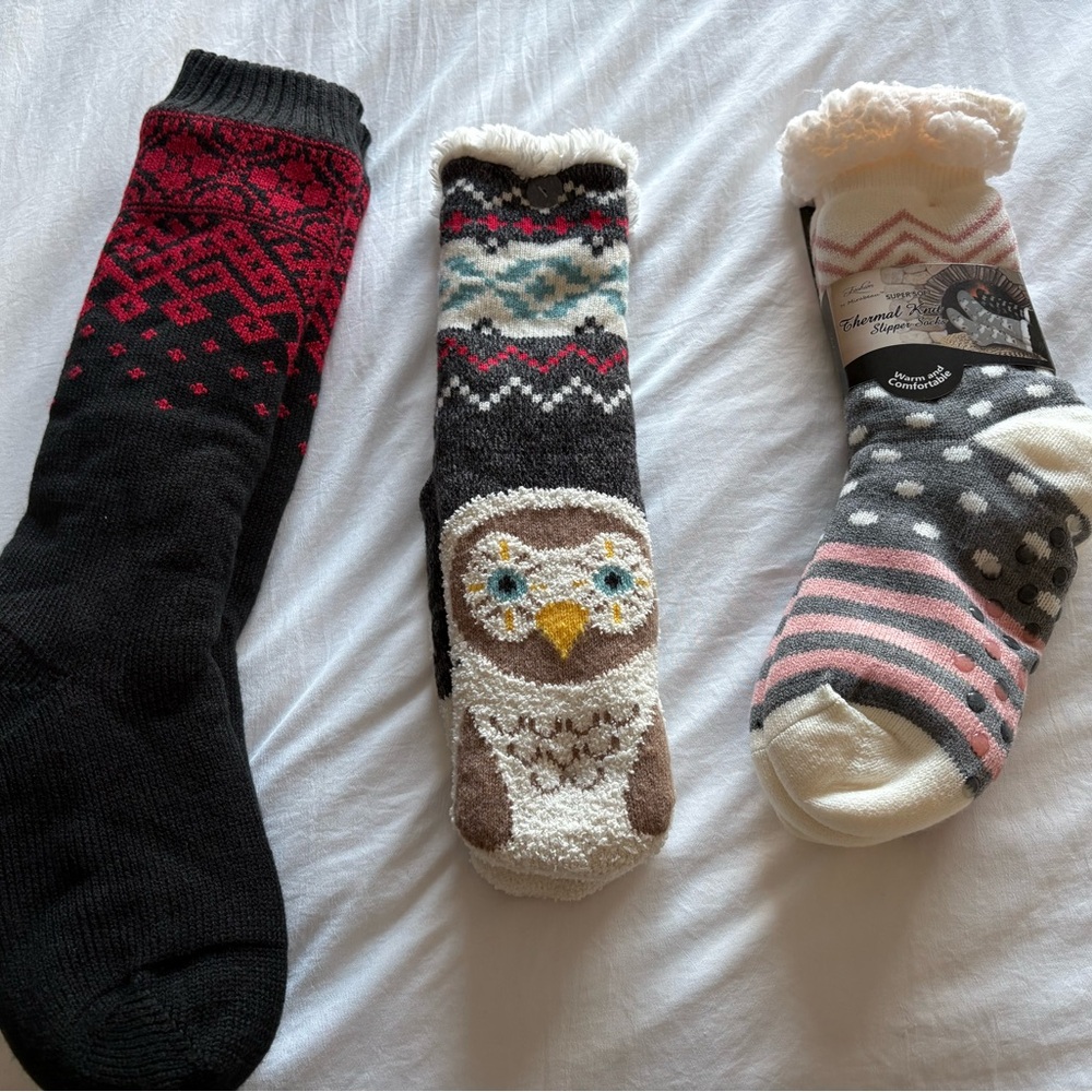 Cozy Winter Socks Set - Black, Red, Multicolor